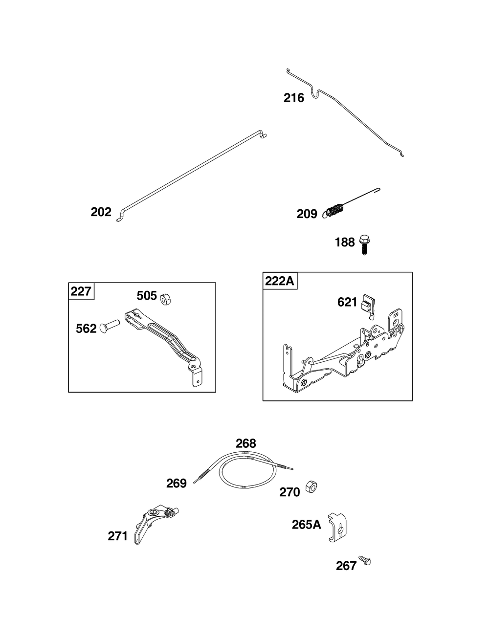 Controls Group Diagram and Parts List for 103M02-0118-H5 100000 - 19Z999 Briggs and Stratton Engine